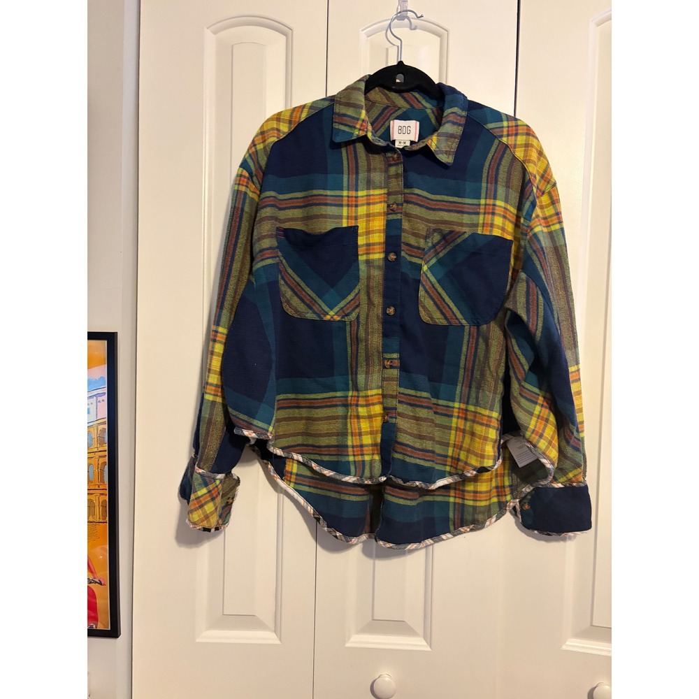 BDG Plaid Button Down Shirt Oversized Long Sleeve Casual Top Women M - Picture 2 of 8